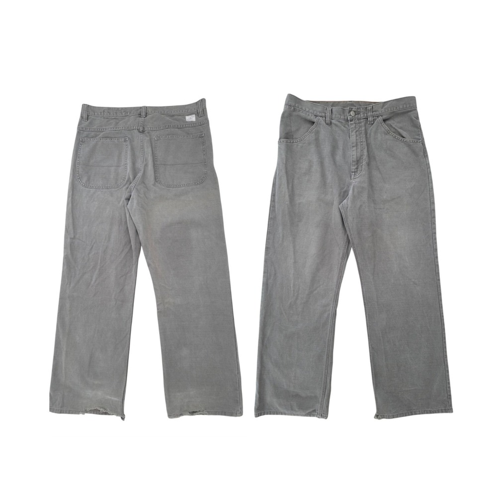 Gap Worker Jean Gray Cotton Linen Pants Men 34x30 Relaxed Fit Wide Leg Baggy Y2K